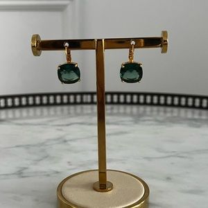Kate Spade Small SQUARE Green Stone with Lever Backs Gold plating.